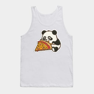 Cartoon Adorable Cute Panda Eats Pizza Tank Top